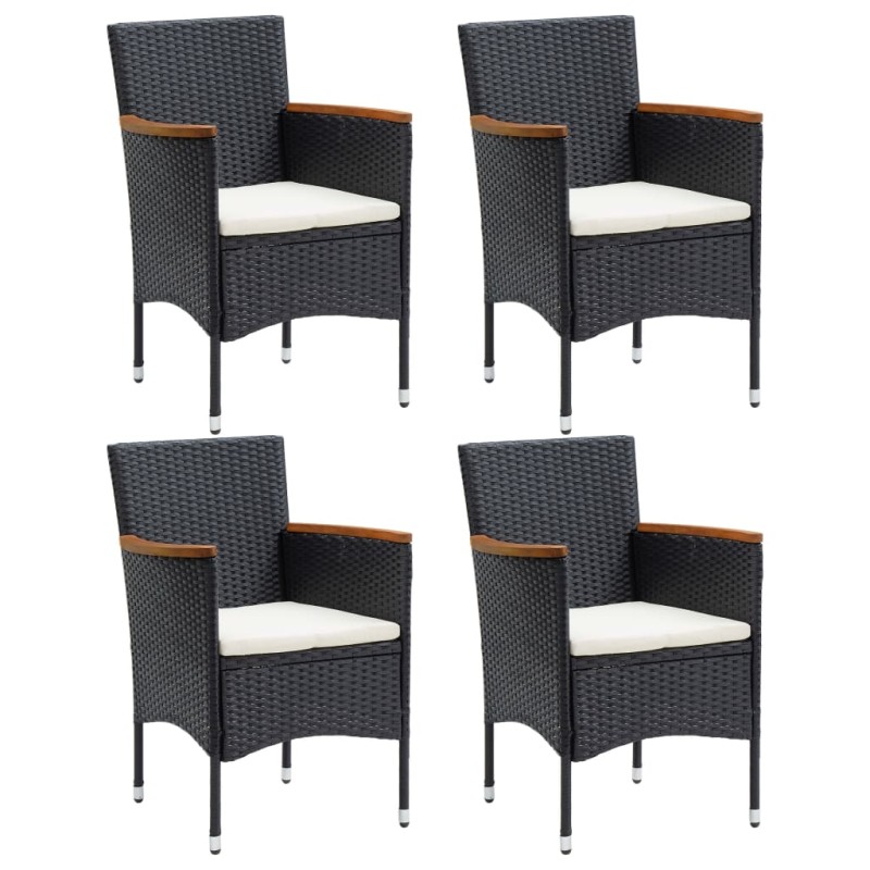 Garten-Essstühle 4 Stk. Poly Rattan Schwarz Garten-Essstühle 4 Stk. Poly Rattan Schwarz