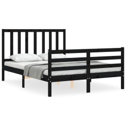 vidaXL Massivholzbett mit Kopfteil Schwarz 140x200 cm