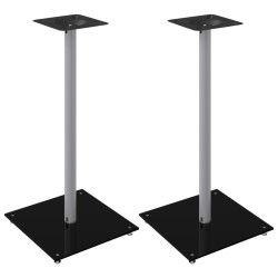 vidaXL Lautsprecher-Ständer 2 Stk. Schwarz & Silbern Hartglas 1 Säule
