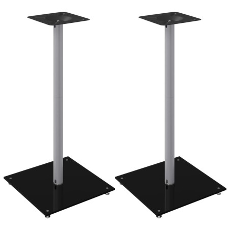 vidaXL Lautsprecher-Ständer 2 Stk. Schwarz & Silbern Hartglas 1 Säule