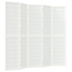 vidaXL 5-tlg. Paravent Japanischer Stil Faltbar 200x170 cm Weiß