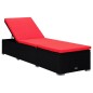 vidaXL Sonnenliege mit Auflage und Teetisch Poly Rattan Rot vidaXL Sonnenliege mit Auflage und Teetisch Poly Rattan Rot