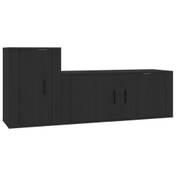vidaXL 2-tlg. TV-Schrank-Set Schwarz Holzwerkstoff