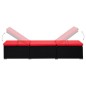 vidaXL Sonnenliege mit Auflage und Teetisch Poly Rattan Rot vidaXL Sonnenliege mit Auflage und Teetisch Poly Rattan Rot