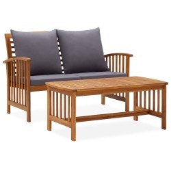 vidaXL 2-tlg. Garten-Lounge-Set mit Kissen Massivholz Akazie