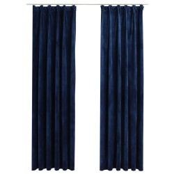 vidaXL Verdunkelungsvorhänge Haken 2 Stk. Samt Dunkelblau 140x175cm