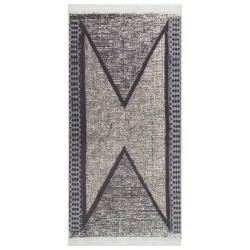 vidaXL Teppich Schwarz und Grau 100x200 cm Baumwolle