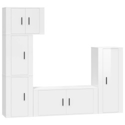 vidaXL 5-tlg. TV-Schrank-Set Hochglanz-Weiß Holzwerkstoff