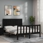 vidaXL Massivholzbett mit Kopfteil Schwarz 120x200 cm vidaXL Massivholzbett mit Kopfteil Schwarz 120x200 cm