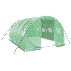 vidaXL Gewächshaus mit Stahlrahmen Grün 12 m² 4x3x2 m