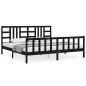 vidaXL Massivholzbett mit Kopfteil Schwarz 200x200 cm vidaXL Massivholzbett mit Kopfteil Schwarz 200x200 cm