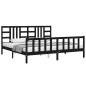 vidaXL Massivholzbett mit Kopfteil Schwarz 200x200 cm vidaXL Massivholzbett mit Kopfteil Schwarz 200x200 cm