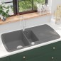 vidaXL Granitspüle Doppelbecken Grau vidaXL Granitspüle Doppelbecken Grau