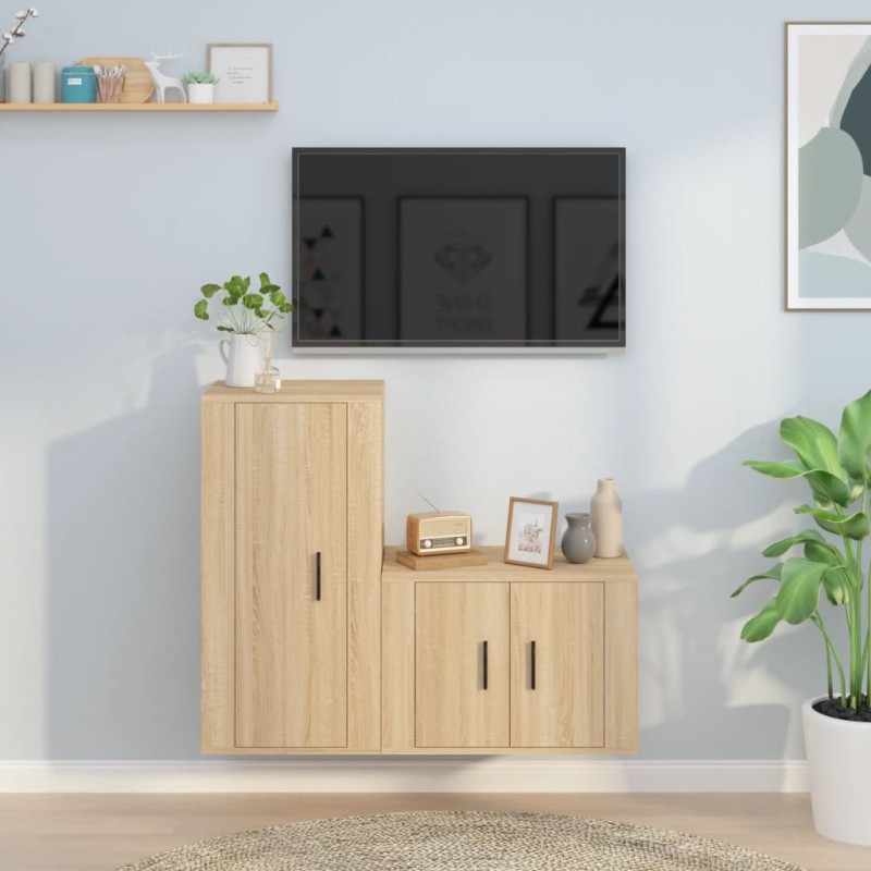 vidaXL 2-tlg. TV-Schrank-Set Sonoma-Eiche Holzwerkstoff vidaXL 2-tlg. TV-Schrank-Set Sonoma-Eiche Holzwerkstoff