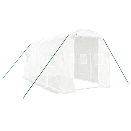 vidaXL Gewächshaus mit Stahlrahmen Weiß 8 m² 4x2x2 m