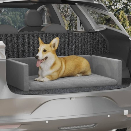 vidaXL Kofferraum-Hundebett Hellgrau 110x70 cm Leinenoptik