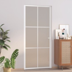 vidaXL Innentür 93x201,5 cm Weiß Mattglas und Aluminium