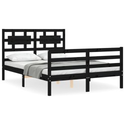 vidaXL Massivholzbett mit Kopfteil Schwarz 120x200 cm