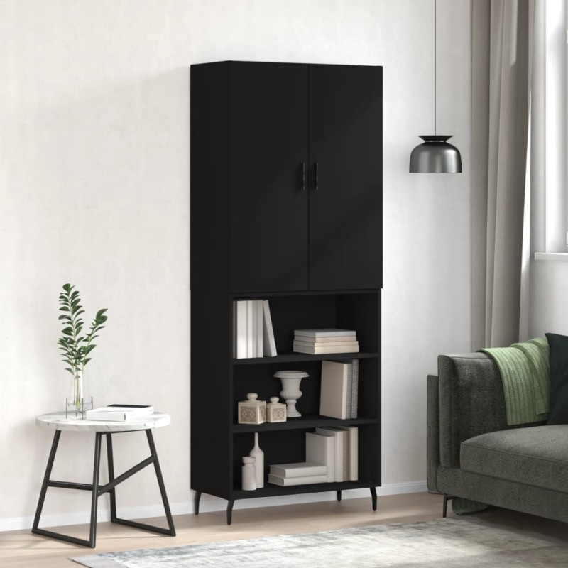 Highboard Schwarz 69,5x34x180 cm Holzwerkstoff Highboard Schwarz 69,5x34x180 cm Holzwerkstoff
