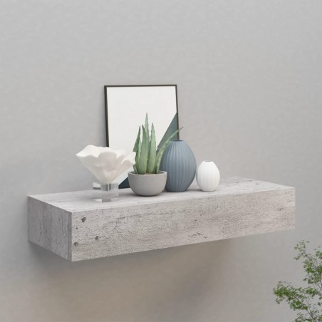 vidaXL Wand-Schubladenregal Betongrau 60x23,5x10 cm MDF