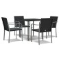 vidaXL 5-tlg. Garten-Essgruppe mit Kissen Poly Rattan und Stahl vidaXL 5-tlg. Garten-Essgruppe mit Kissen Poly Rattan und Stahl
