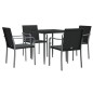 vidaXL 5-tlg. Garten-Essgruppe mit Kissen Poly Rattan und Stahl vidaXL 5-tlg. Garten-Essgruppe mit Kissen Poly Rattan und Stahl