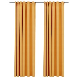 vidaXL Verdunkelungsvorhänge Haken Leinenoptik 2 Stk. Gelb 140x245cm