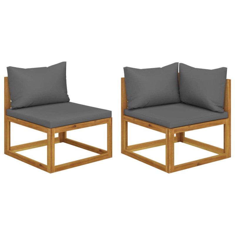 vidaXL 2-tlg. Sofa-Set mit dunkelgrauen Kissen Akazie Massivholz vidaXL 2-tlg. Sofa-Set mit dunkelgrauen Kissen Akazie Massivholz