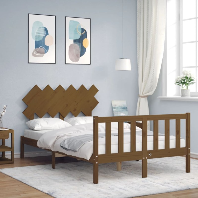 vidaXL Massivholzbett mit Kopfteil Honigbraun 120x200 cm vidaXL Massivholzbett mit Kopfteil Honigbraun 120x200 cm