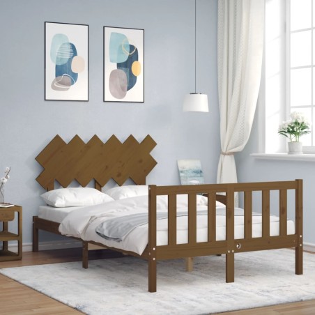 vidaXL Massivholzbett mit Kopfteil Honigbraun 120x200 cm