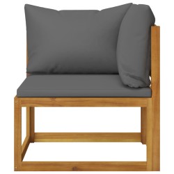 vidaXL 2-tlg. Sofa-Set mit dunkelgrauen Kissen Akazie Massivholz 