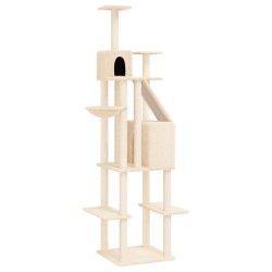 vidaXL Kratzbaum mit Sisal-Kratzsäulen Creme 201 cm