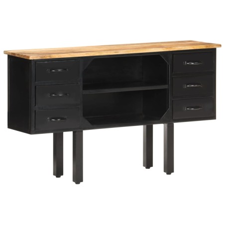 vidaXL Sideboard 110x30x65 cm Raues Mango-Massivholz und Stahl   
