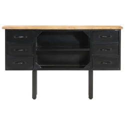 vidaXL Sideboard 110x30x65 cm Raues Mango-Massivholz und Stahl   