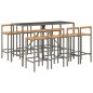 vidaXL 9-tlg. Gartenbar-Set Grau Poly Rattan & Massivholz Akazie vidaXL 9-tlg. Gartenbar-Set Grau Poly Rattan & Massivholz Akazie