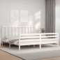 vidaXL Massivholzbett mit Kopfteil Weiß vidaXL Massivholzbett mit Kopfteil Weiß