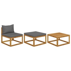 vidaXL 3-tlg. Garten-Lounge-Set mit Kissen Massivholz Akazie