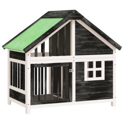 vidaXL Hundehütte Grau 96x60,5x87 cm Massivholz Kiefer
