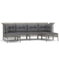 vidaXL 6-tlg. Garten-Lounge-Set mit Kissen Grau Poly Rattan vidaXL 6-tlg. Garten-Lounge-Set mit Kissen Grau Poly Rattan