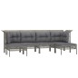 vidaXL 6-tlg. Garten-Lounge-Set mit Kissen Grau Poly Rattan vidaXL 6-tlg. Garten-Lounge-Set mit Kissen Grau Poly Rattan