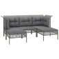 vidaXL 6-tlg. Garten-Lounge-Set mit Kissen Grau Poly Rattan vidaXL 6-tlg. Garten-Lounge-Set mit Kissen Grau Poly Rattan