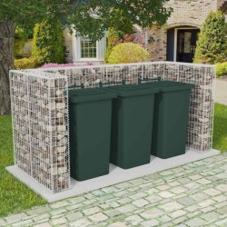 vidaXL Gabionen-Mülltonnenverkleidung für 3 Tonnen Stahl 250x100x120cm 
