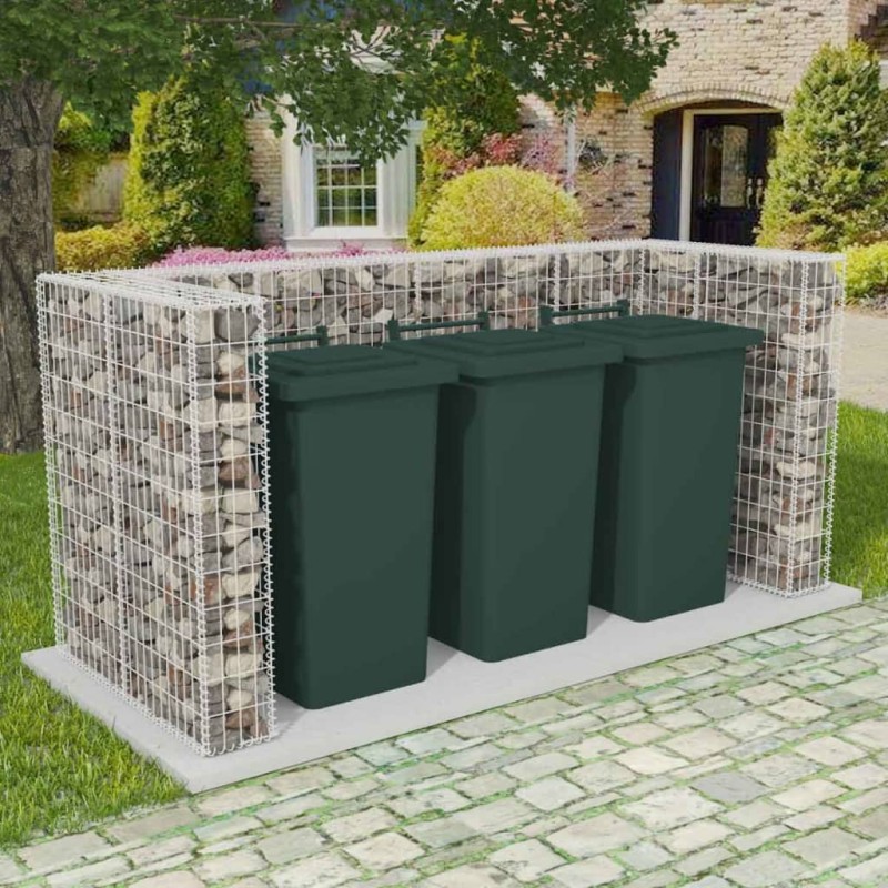 vidaXL Gabionen-Mülltonnenverkleidung für 3 Tonnen Stahl 250x100x120cm vidaXL Gabionen-Mülltonnenverkleidung für 3 Tonnen Stahl 250x100x120cm