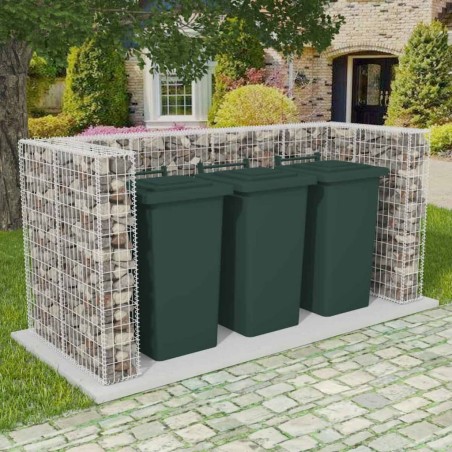 vidaXL Gabionen-Mülltonnenverkleidung für 3 Tonnen Stahl 250x100x120cm 