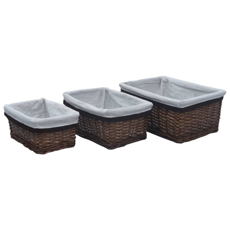 vidaXL 3-tlg. Korb-Set Ineinander Schachtelbar Braun Weidengeflecht vidaXL 3-tlg. Korb-Set Ineinander Schachtelbar Braun Weidengeflecht