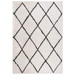 vidaXL Teppich Shaggy Hochflor Schwarz und Creme 140x200 cm