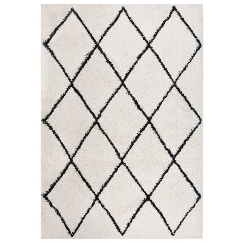 vidaXL Teppich Shaggy Hochflor Schwarz und Creme 140x200 cm vidaXL Teppich Shaggy Hochflor Schwarz und Creme 140x200 cm
