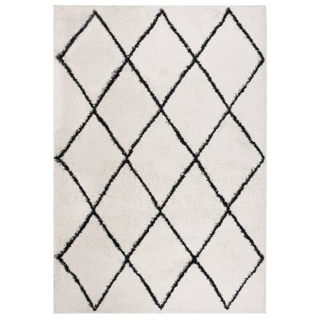 vidaXL Teppich Shaggy Hochflor Schwarz und Creme 140x200 cm