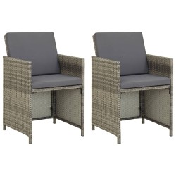 vidaXL Gartenstühle 2 Stk. mit Auflagen Poly Rattan Grau