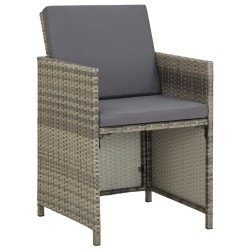 vidaXL Gartenstühle 2 Stk. mit Auflagen Poly Rattan Grau